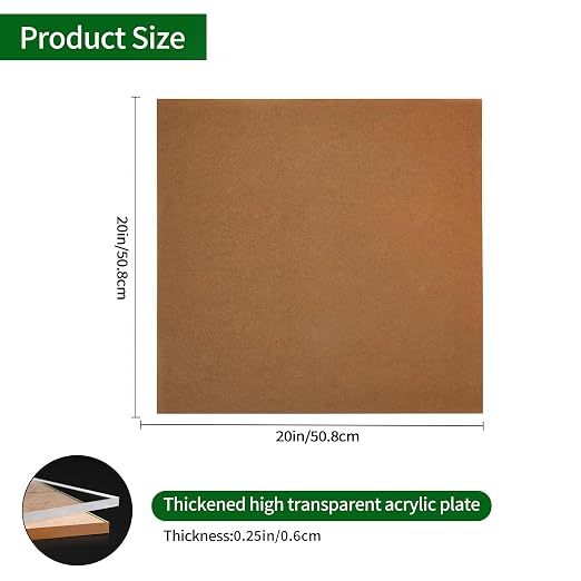 Lesnlok 1 Pieces 20 x 20 Acrylic Sheet 1/4 inch Thick 6mm Clear Plexiglass Sheet - Image 2