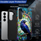 for Samsung Galaxy S26 Case, Crow Faux Stained Glass Pattern Glossy 2 in 1 - Image 3