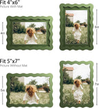 5x7 Picture Frame with Mat for 4x6, Wavy Edge Wooden Real Glass Photo Frame for - Image 4