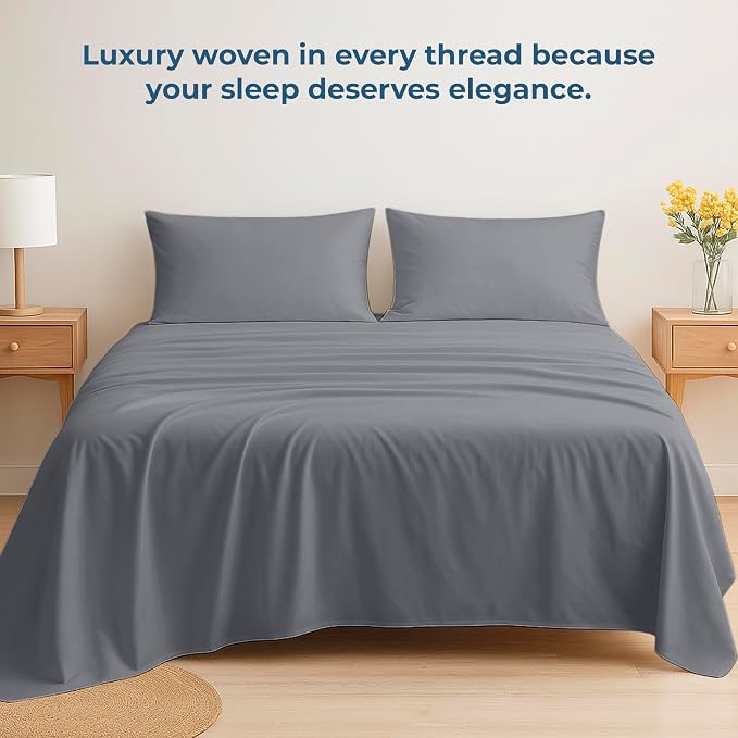 Royale Linens 100% Organic Cotton Twin XL Flat Sheet Only - Image 6