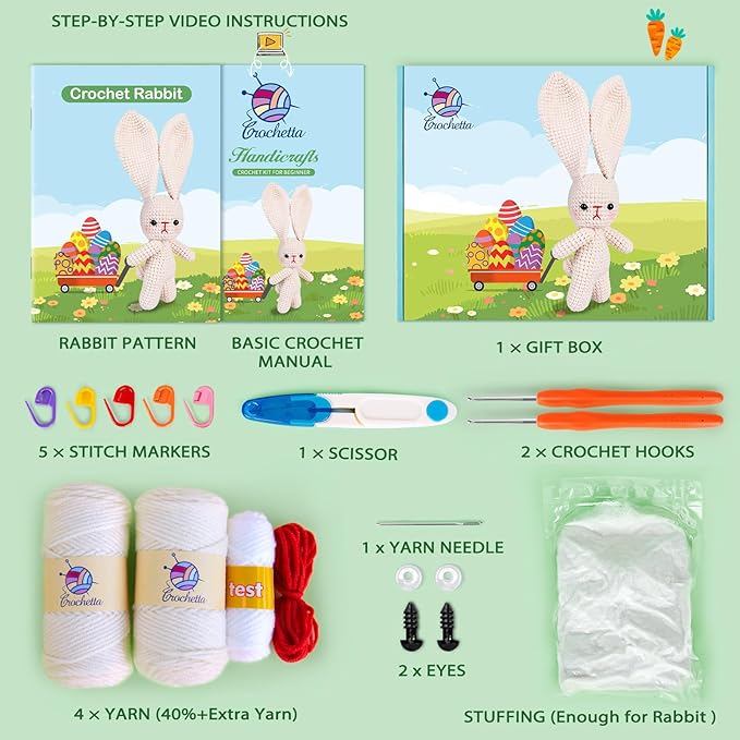 Crochetta Crochet Kit for Beginners, Crochet Starter Kit w Step-by-Step Video - Image 2