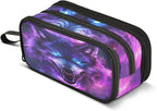 Blue Eyes Wolf Purple Galaxy Pencil Case Box Boys Girls Large Pencil Pouch by BOENLE-WELCOMEYOURCOMING