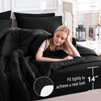 CozyLux California King Comforter Sets Black, 7 Pieces Cal King Bed in a Bag - Image 5