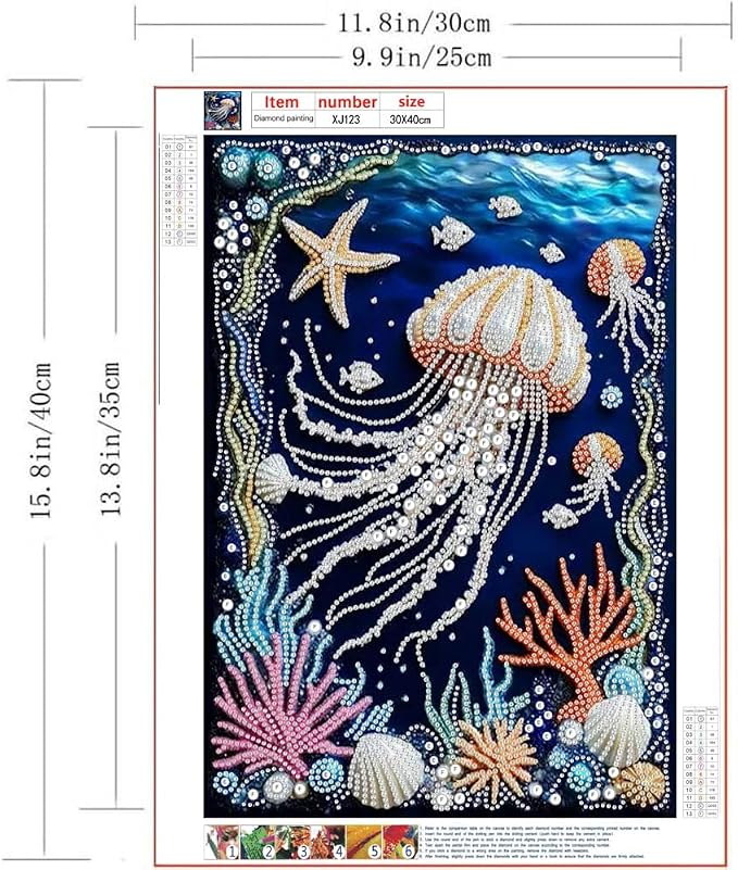 ZQEATRY Jellyfish Coral Reef Special Shape Diamond Art Kits - Image 6