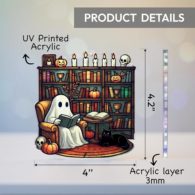 Halloween Faux Stained Glass Ghost Ornaments Acrylic, Halloween Decor Cute - Image 2