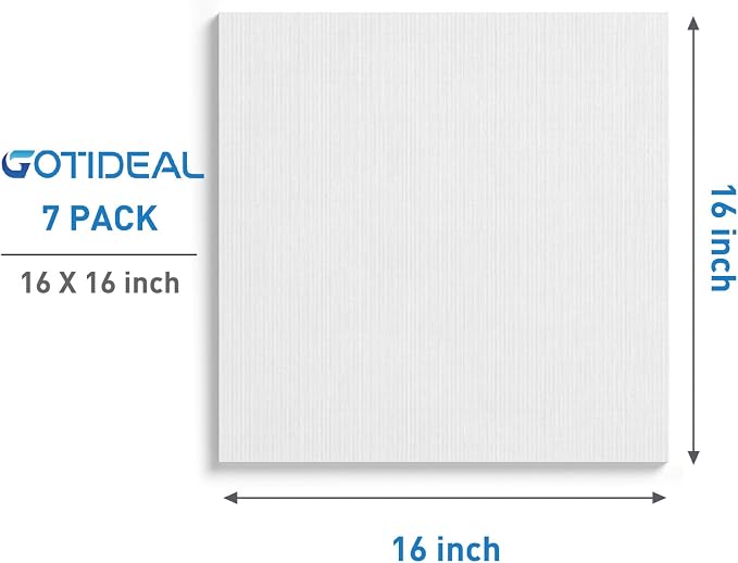 GOTIDEAL Stretched Canvases for Painting, 16x16 Inch Set of 7, Primed White - Image 2
