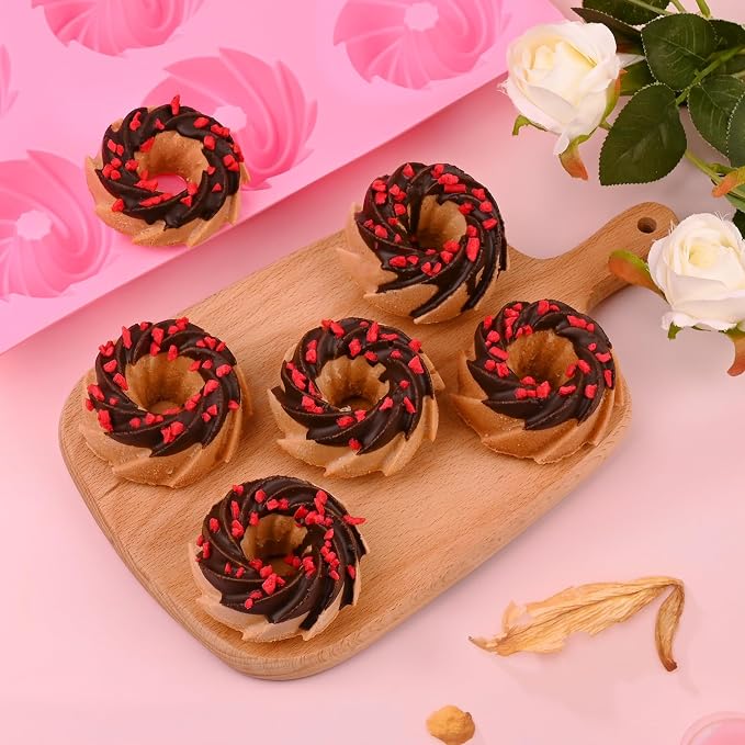 HUAKENER 2 Pcs Mini Fluted Cake Pan, 6-Cavity Fluted Cake Mold, Non-stick - Image 4