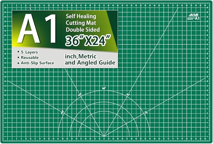 ArtAt Self Healing Cutting Mat: 24 x 36 inch Green Large 5-Ply Double-Sided by ArtAt