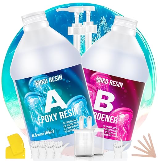 Epoxy Resin, KHKD RESIN 1 Gallon Epoxy Resin Kit-2 Part Crystal Clear Resin | by KHKDRESIN