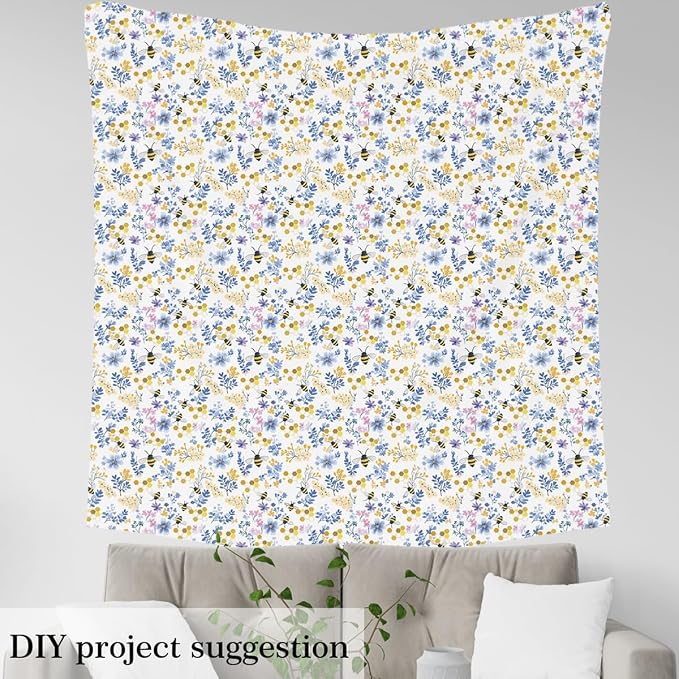 Daisy Floral Upholstery Fabric by The Yard, Bees and Flowers Outdoor Fabric by - Image 3