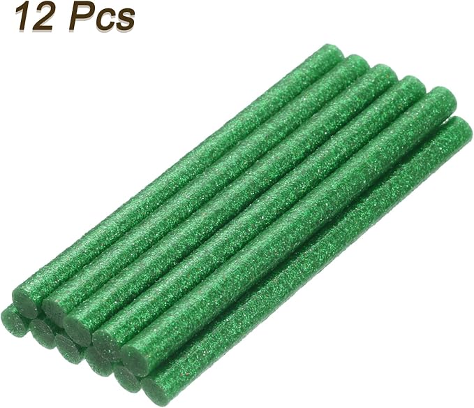 uxcell Mini Hot Glue Sticks for Glue Gun 7mm x 100mm Glitter Bright Green 12pcs - Image 3