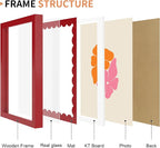8x10 Picture Frame with Real Glass, Wooden cute 8 x 10 Photo Frame with Wavy Mat - Image 5