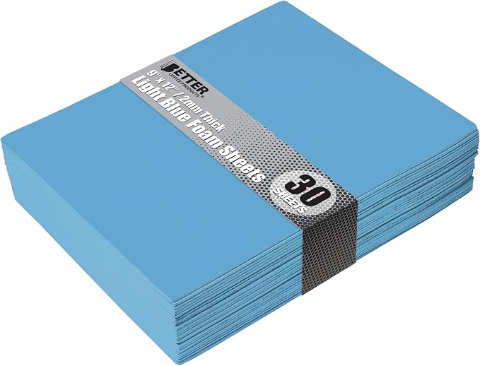 Better Office Products Light Blue EVA Foam Sheets, 30 Pack, 2mm Thick, 9 x 12 by BetterOfficeProducts