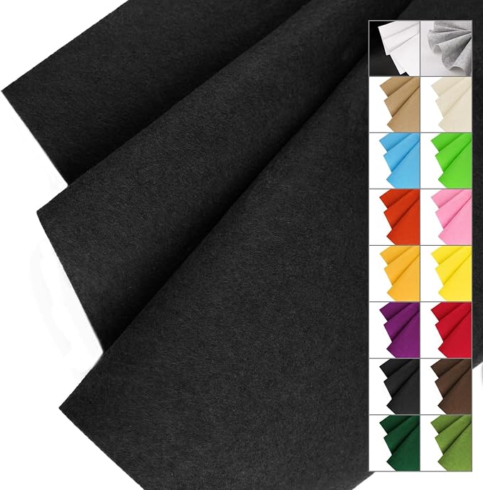 IONTACH 36" X 36" Black Stiff Felt Fabric 1.2mm Thick | Felt Sheet by IONTACH