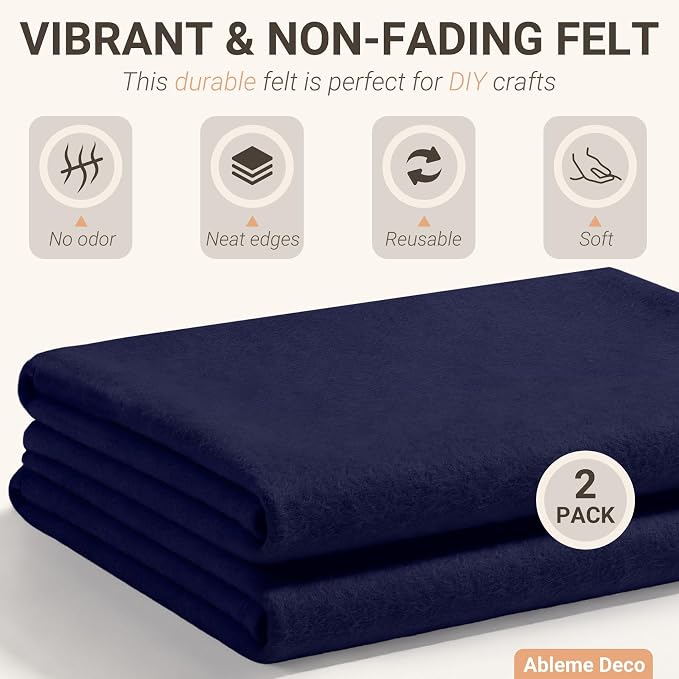 Navy Blue Felt Fabric Sheets 18" x 18" 1.6mm Soft Craft Felt | Soft Precut Felt - Image 3