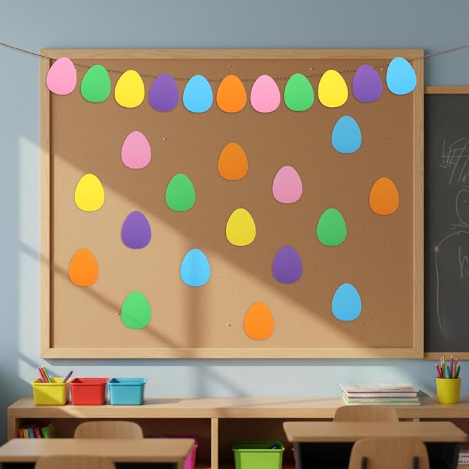 Ireer 48 Pcs Large Foam Easter Egg Cutouts 6 Inch Colorful Bulletin Board Decor - Image 3