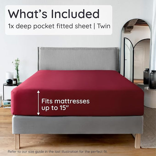 Bambaw 100% Viscose Derived from Bamboo Fitted Sheet Twin Size, Cooling Fitted - Image 2