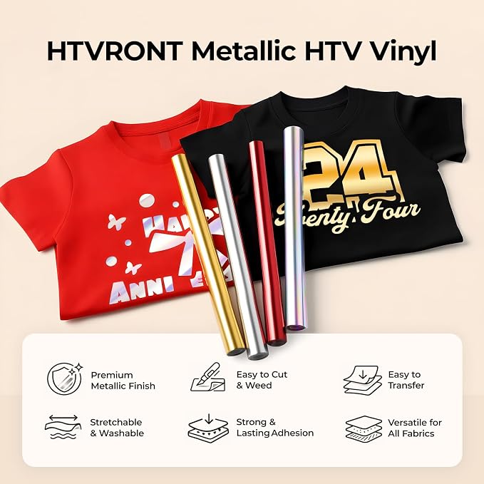 HTVRONT Holographic Silver Metallic HTV Vinyl - Image 2