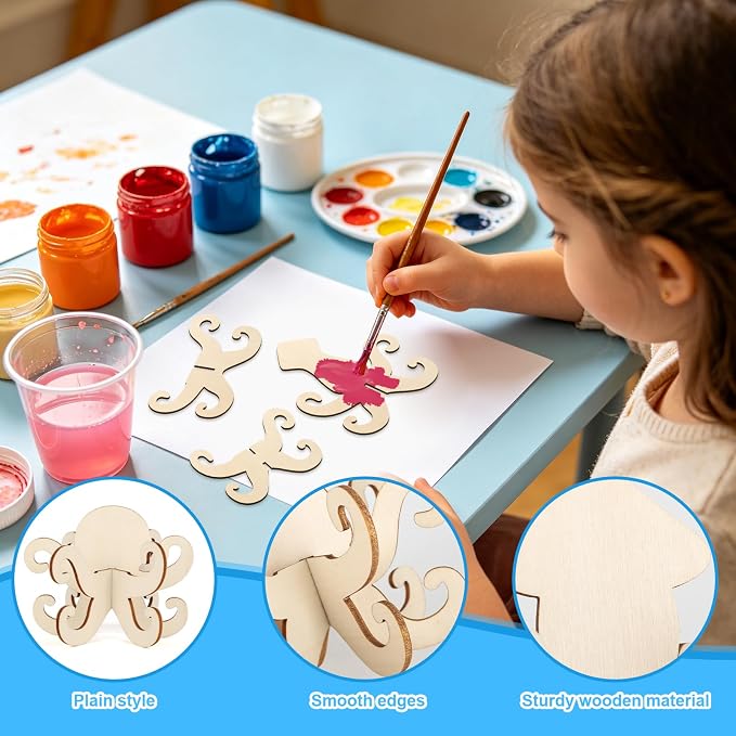 COCHIE DIY 3D Summer Ocean Wood Crafts to Paint - Image 3