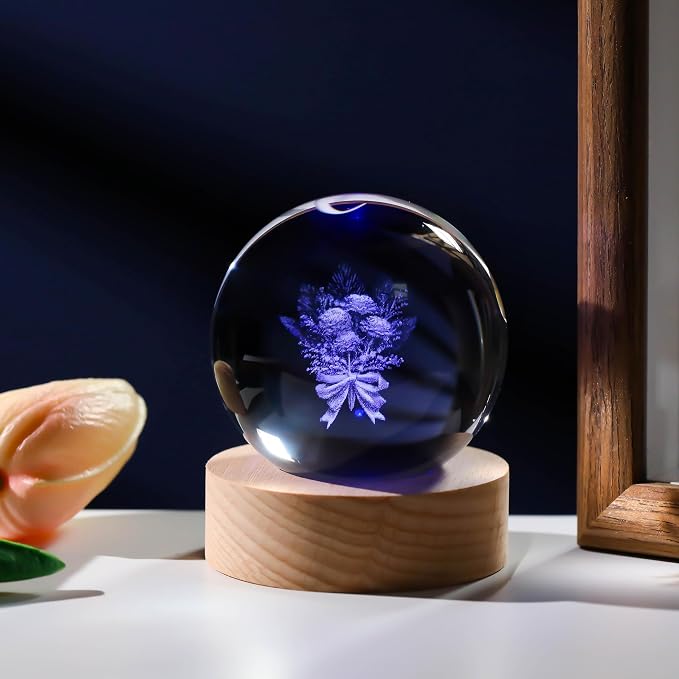 3D Carnation Gifts for Women Crystals Ball 60mm - Image 5