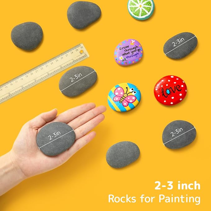 Simetufy 60 Pcs Painting Rocks Bulk, River Rocks to Paint - Image 4