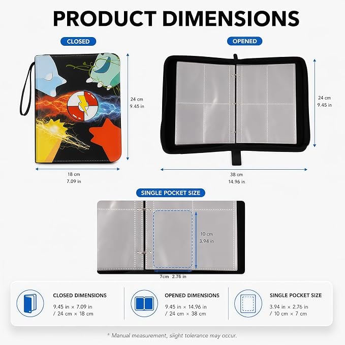 4 Pocket Card Binder with 50 Removable Sleeves, Holds 400 Cards | 3 Ring Zipper - Image 3