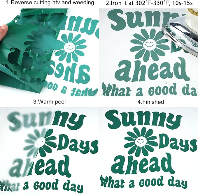FUNKAKA Green Heat Transfer Vinyl Rolls, HTV Vinyl - Image 4