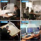 Airlonv LED Desk Lamp, Double Swing Arm Wide Lighting Area Desk Lamps - Image 8
