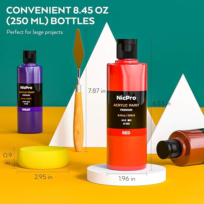 Nicpro 18 Colors Large Bulk Acrylic Paint Set - Image 3