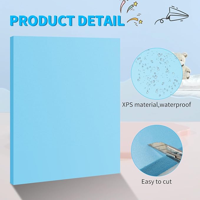 LuckyFoam Blue 13 Pack 15x12x0.5 inch Foam Sheets 0.5 Inch Thick | Polystyrene - Image 3