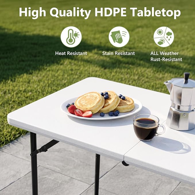 Folding Table, 4 FT Foldable Plastic Table - Image 9