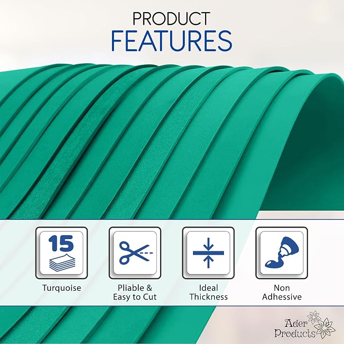 Turquoise EVA Foam Sheets for Crafts, 9 x 12 Inch, 2mm Thickness – Ideal for - Image 4