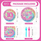96Pcs Tie Dye 10th Birthday Party Decorations - Image 2