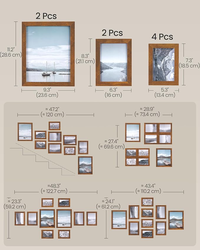 SONGMICS Picture Frames, Collage Picture Frames Set of 10, Two 8x10, Four 5x7 - Image 6