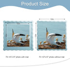 12x12 Picture Frame with Mat for 10x10, Wavy Edge Wooden Real Glass Photo Frame - Image 3