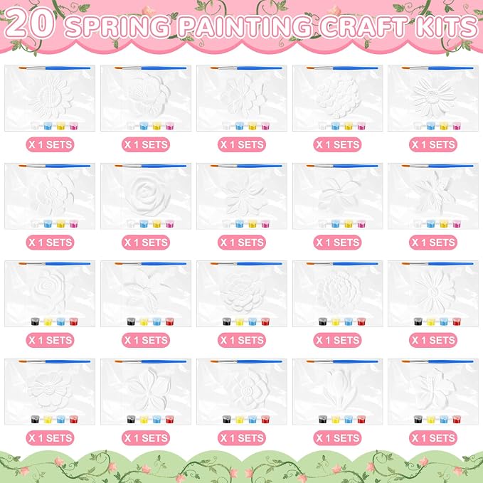 JellyArch 20 Set Flower DIY Painting Kit Ceramic to Paint Your Own Statues - Image 3