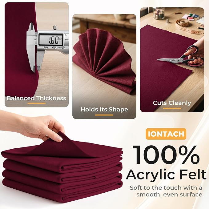 IONTACH 9" X 36" Soft Felt Sheets 1.6mm Thick | Acrylic Felt Fabric - Image 3