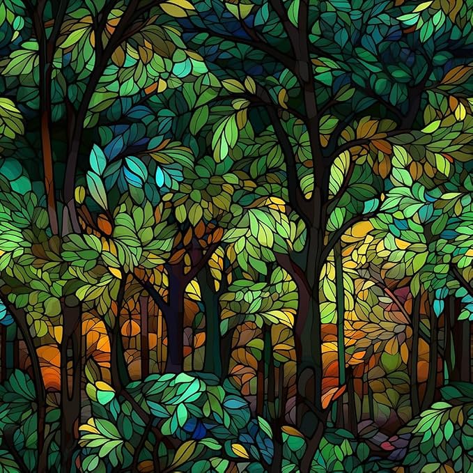 REDAMANCY 16"x118 Green Colorful Forest Stained Glass Double Side Window Films - Image 7
