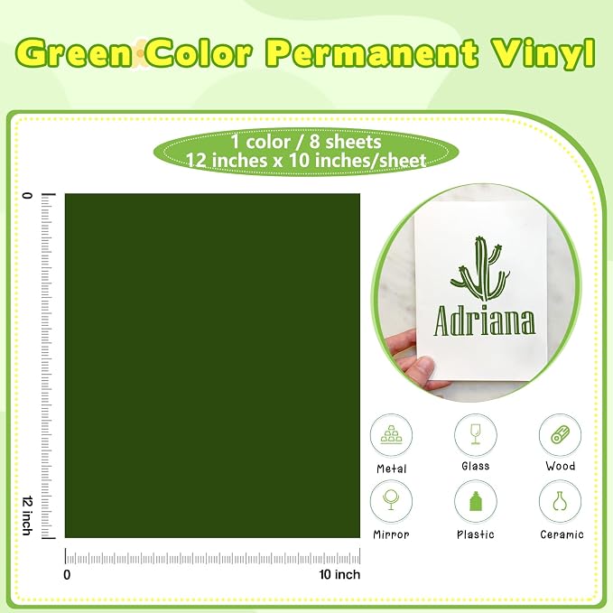 Tintnut Dark Green Permanent Vinyl Self Adhesive Vinyl 8 Sheets 12''x10'' | - Image 2