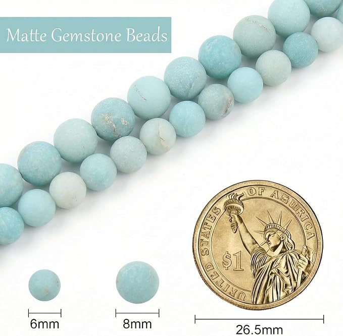 6mm Matte Light Amazonite Bead, 15-Inch Matte Round Loose Stone Beads - Image 3