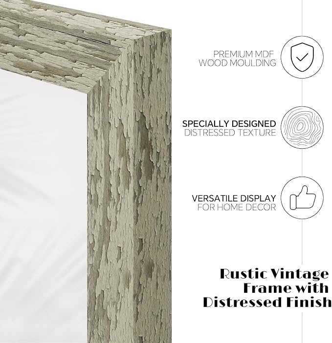 puthiac 5x7 Rustic Farmhouse Picture Frame, Taupe Grey, 1 Pack | Distressed MDF - Image 3