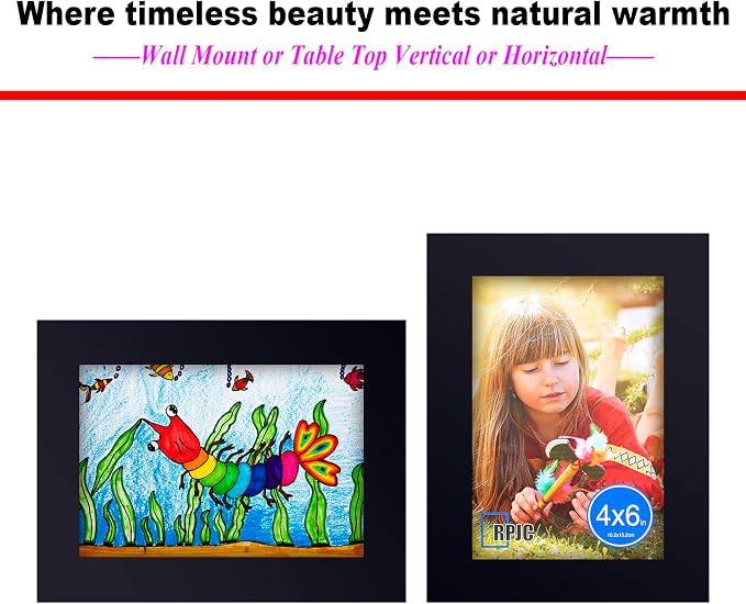 RPJC 4x6 inch Picture Frames Made of Solid Wood High Definition Glass - Image 5