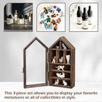 Ikee Design 3 Pcs Set Wall-Mounted House-Shaped Wooden Shadow Cubby Box Display - Image 5