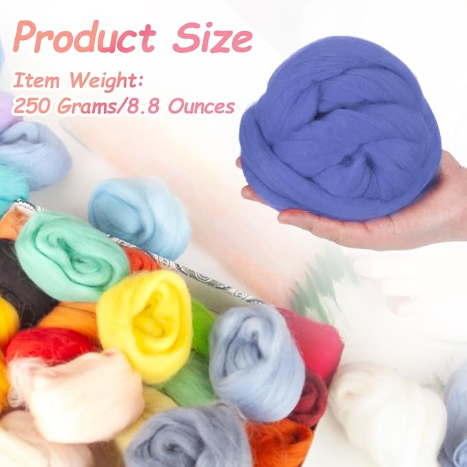 PATIKIL Wool Roving Yarn, 250G/8.8OZ Felting Wool Pure Roving Yarn - Image 2