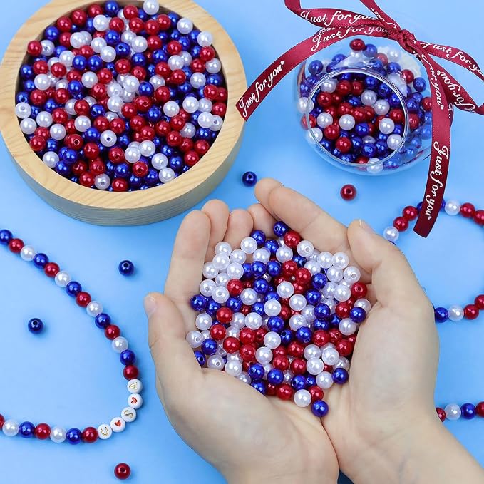 DUQGUHO Red White and Blue Beads, 6mm Patriotic Beads - Image 6