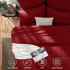CozyLux King Size Comforter Set Dark Red, 7 Pieces Bed in a Bag, All Season - Image 2