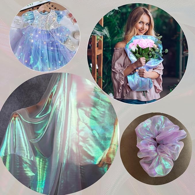 11 Yard Long White Iridescent Organza Fabric - Image 6