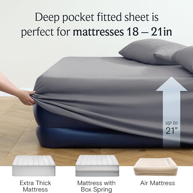 LuxClub 4 PC California King Size Sheet Set Bed Sheets Deep Pockets 18" Wrinkle - Image 7