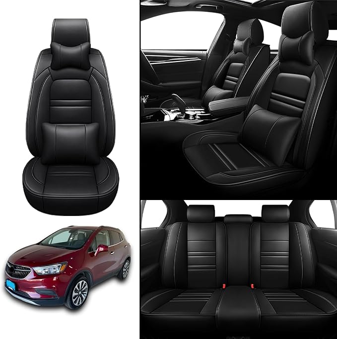Car Seat Covers for Buick Encore 2013-2022 | 5-Seats Seat Covers, Waterproof Seat Protectors, Automotive Seat Covers (Full Set with Pillow,Black)