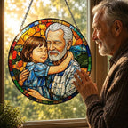 Personalized Grandpa Stained Glass Sun Catcher, Custom Granddaughter Photo - Image 2